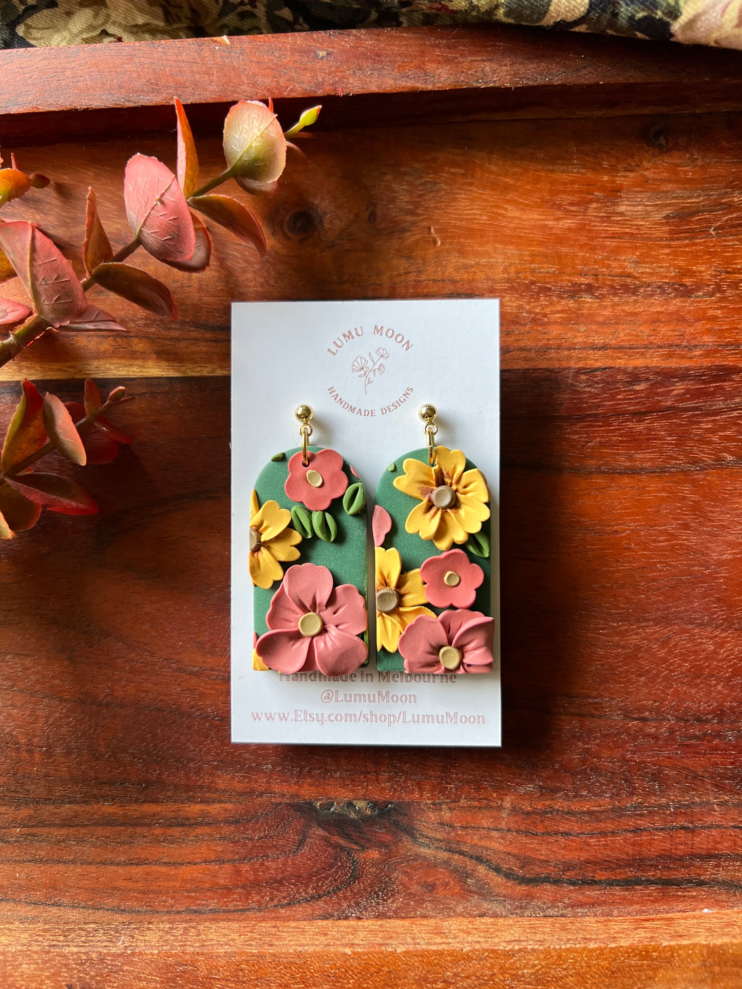 Green Spring Floral Earrings