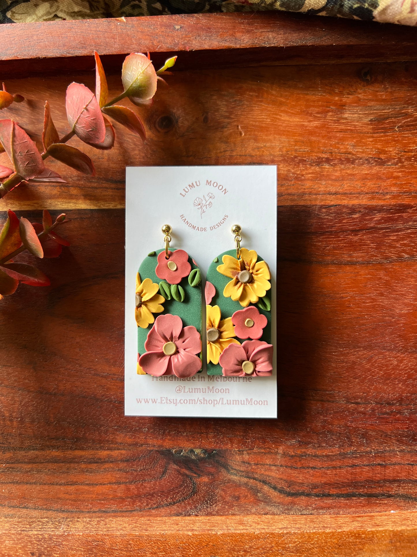 Green Spring Floral Earrings