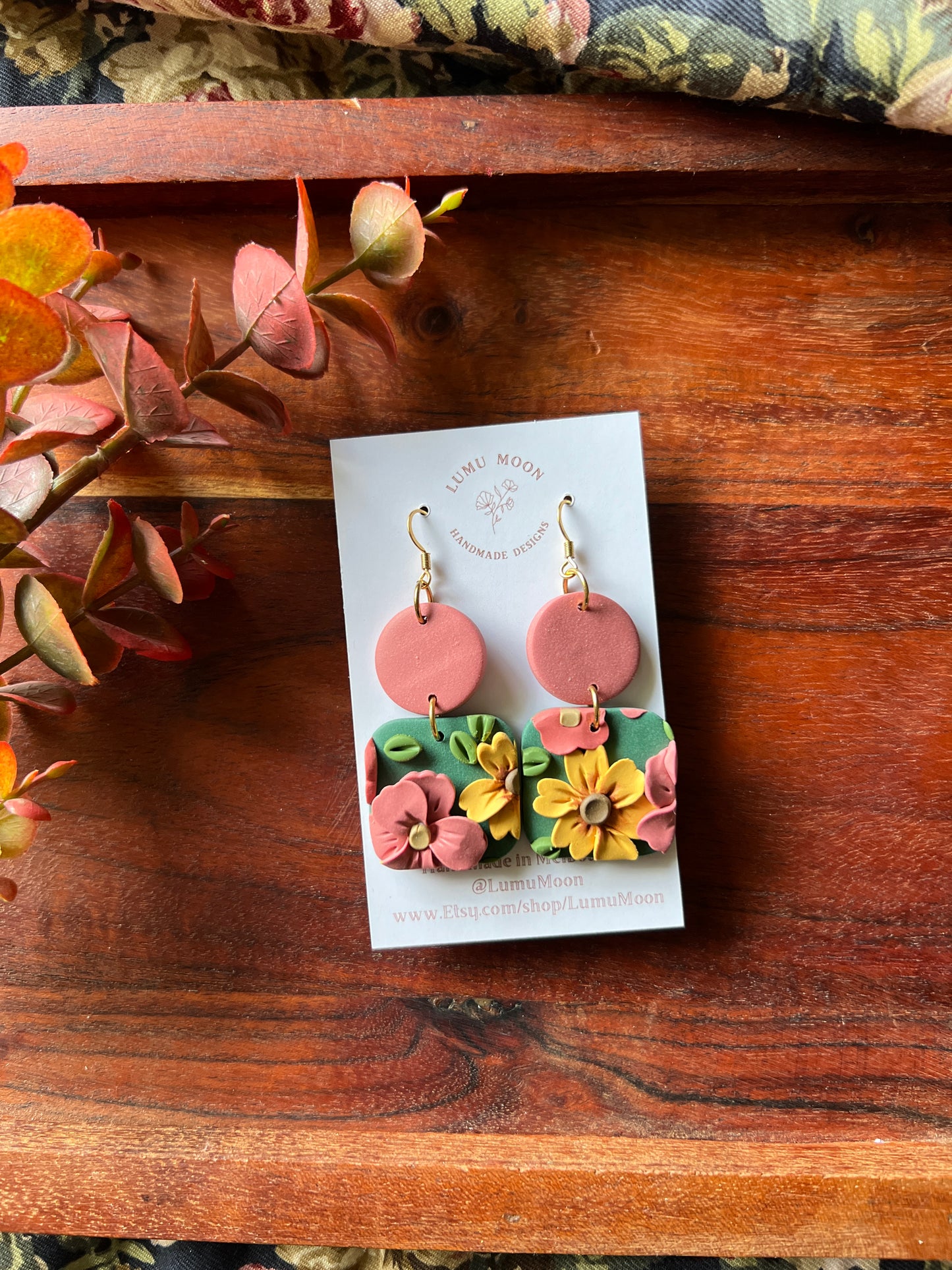 Green Spring Floral Earrings
