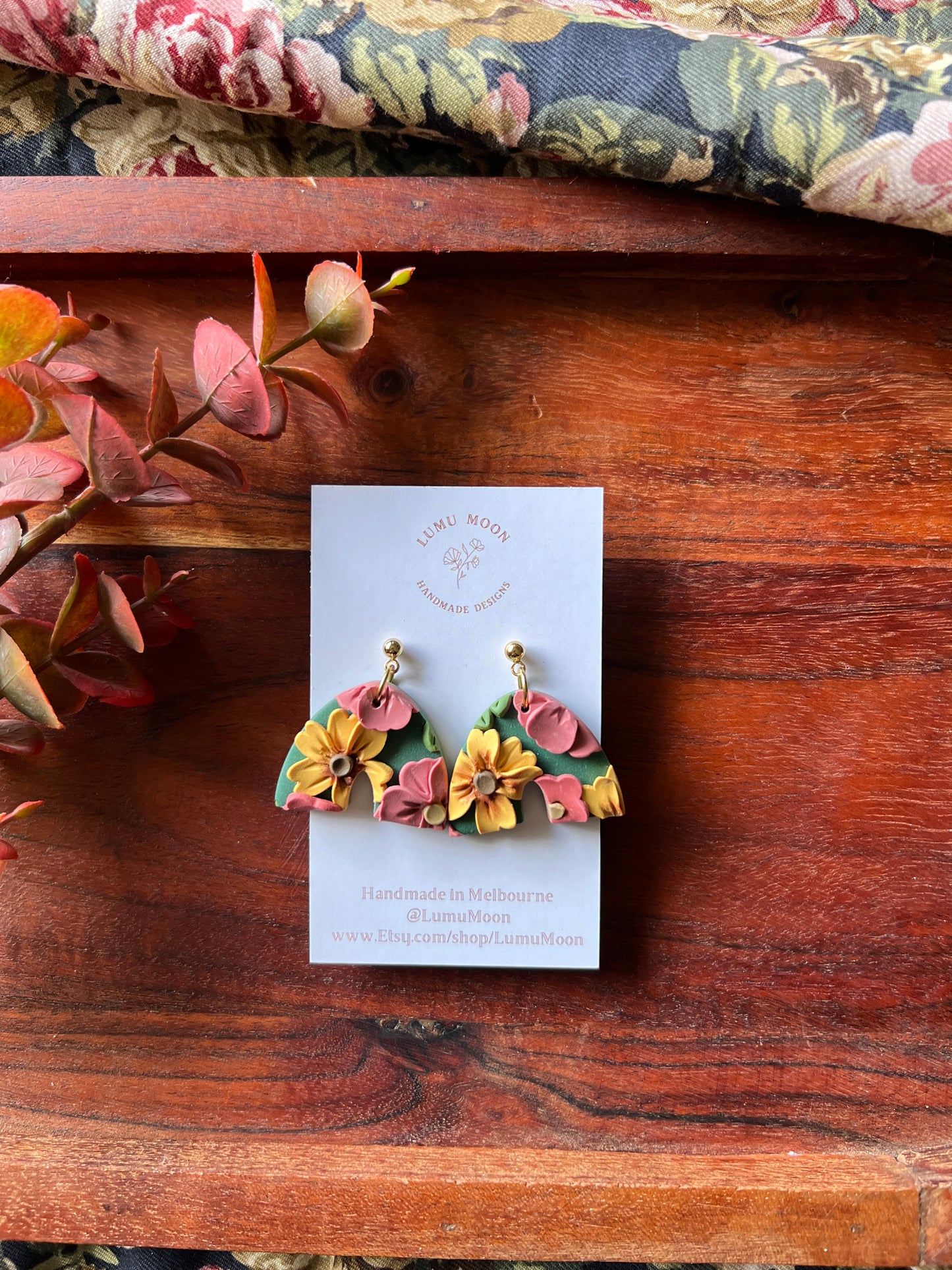 Green Spring Floral Earrings