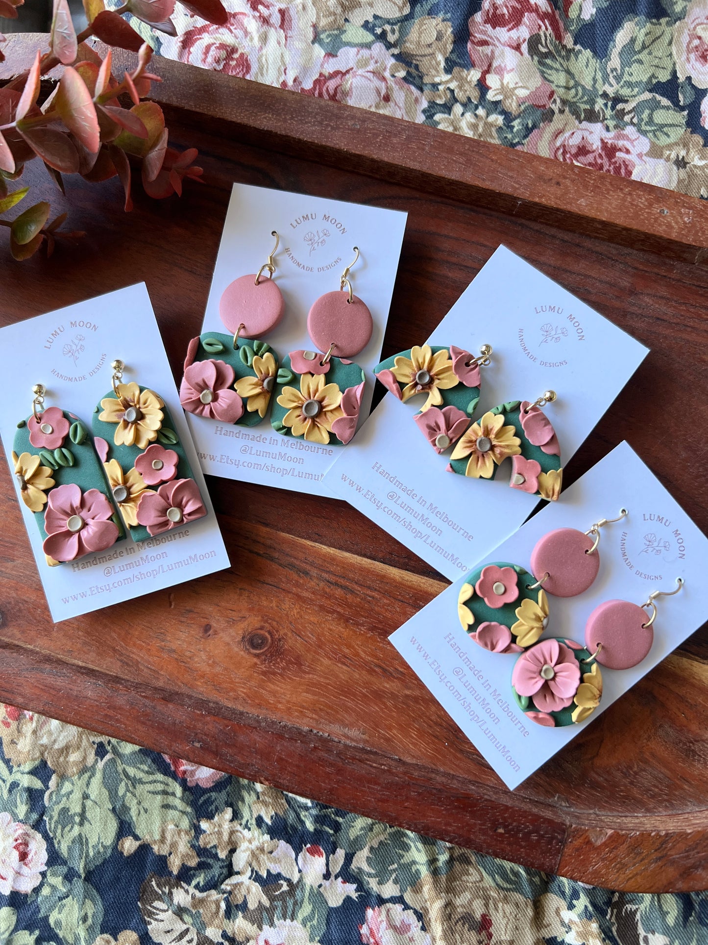 Green Spring Floral Earrings